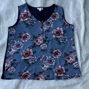 Modern Attraction Women’s Size 3X Shirt Tank Top Blue Floral